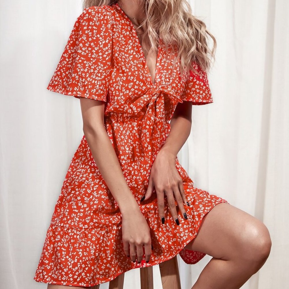 Ditsy Floral Knot A-line Dress